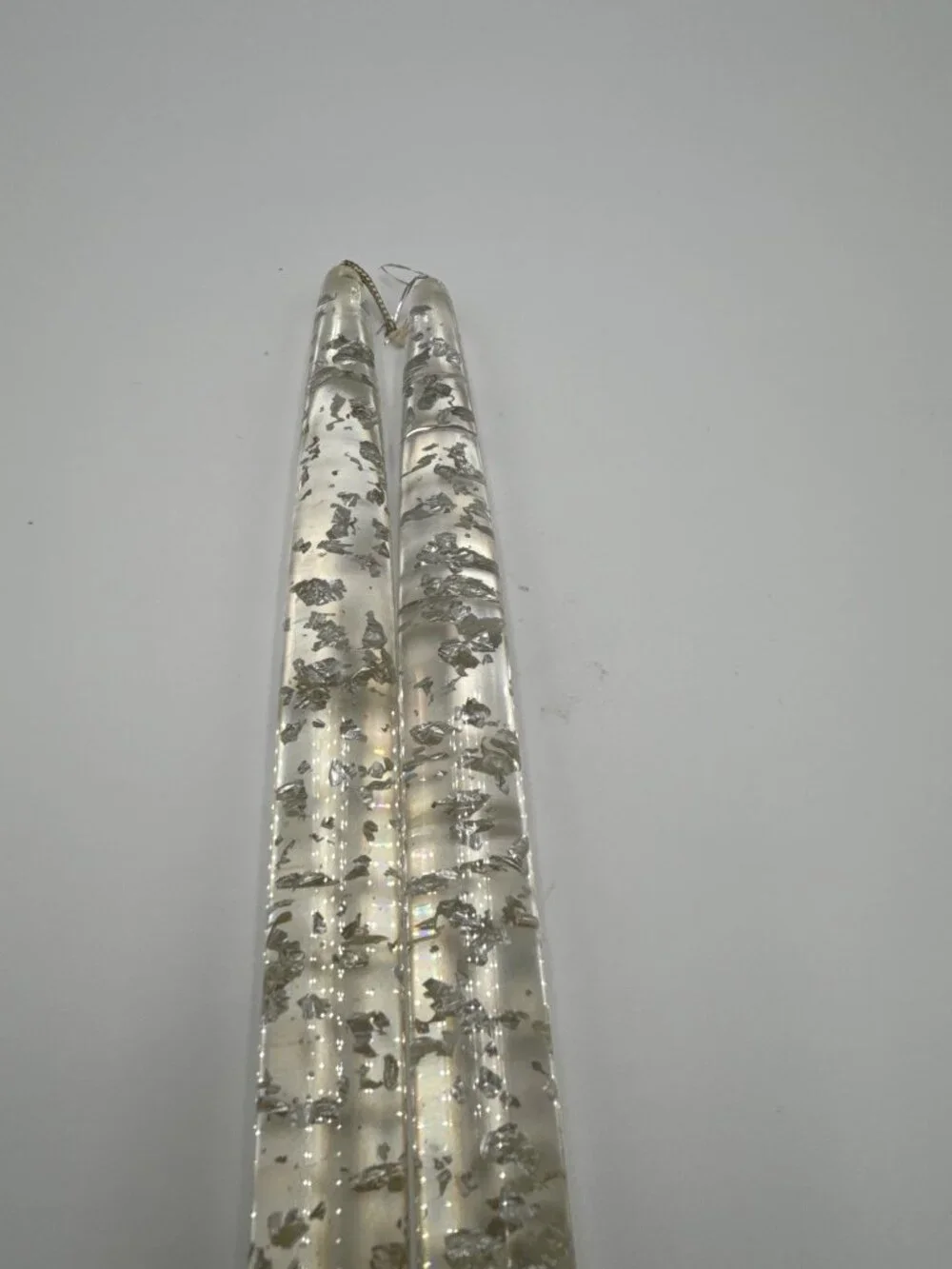 Vintage Clear Gold Silver Flakes Lucite Acrylic Candle Stick 10" Made USA MCM - Picture 2 of 4